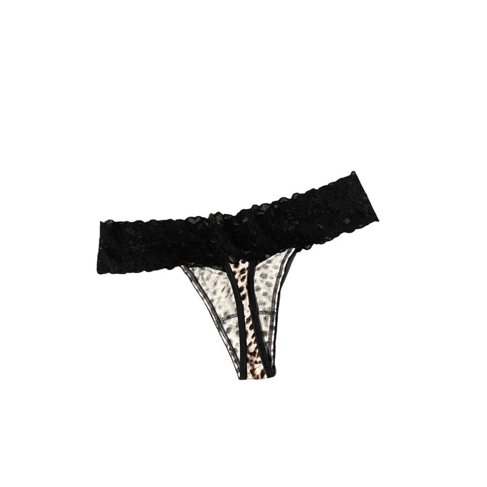 VICTORIA’S SECRET LEOPARD CHEETAH PRINT FLORAL LACE TRIM THONG M NWT - Picture 3 of 5